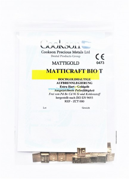 Matticraft Bio T gelbfarben - hochgoldhaltige Legierung aufbrennfähig ZCT000