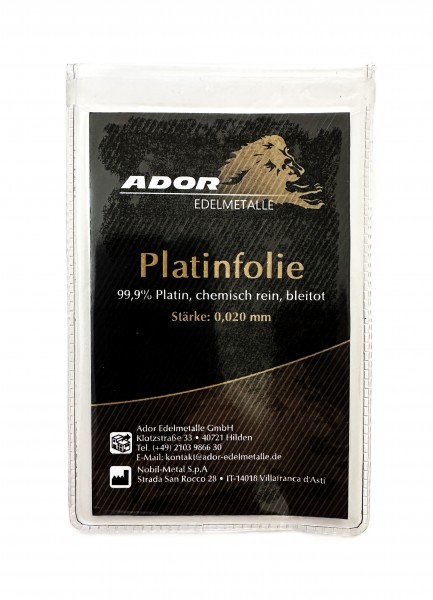 Platinfolie 0,02 mm Stärke - ca.2g