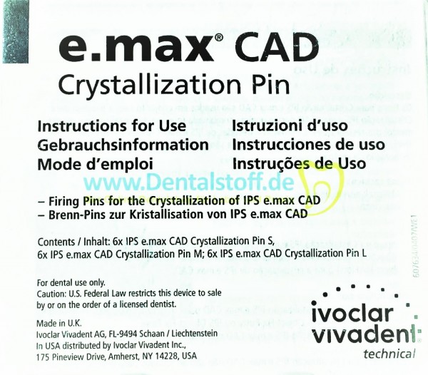 IPS e.max CAD Crystall Pins 605368AN - Set