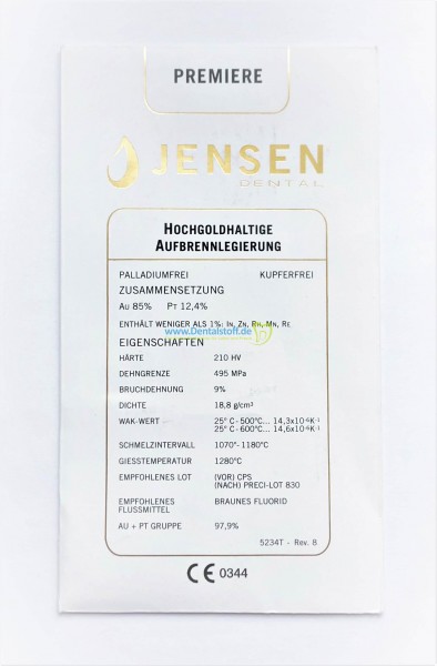 Premiere - hochgoldhaltige Aufbrennlegierung 5234F - 10g