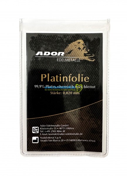 Platinfolie 0,02 mm Stärke - ca.2g
