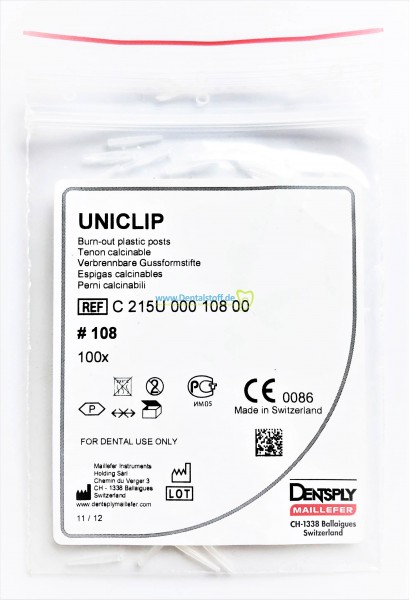 Uniclip Stfite - ausbrennbare Wurzelstifte aus Kunststoff