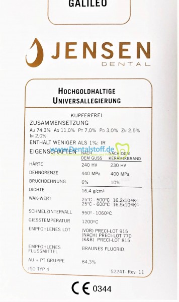 Galileo - hochgoldhaltige Universallegierung 5224F - 10g