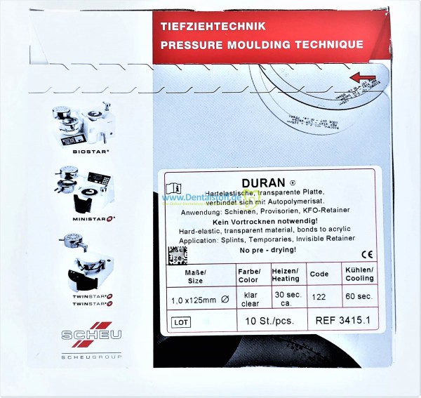 Duran Tiefziehfolie 125mm rund klar