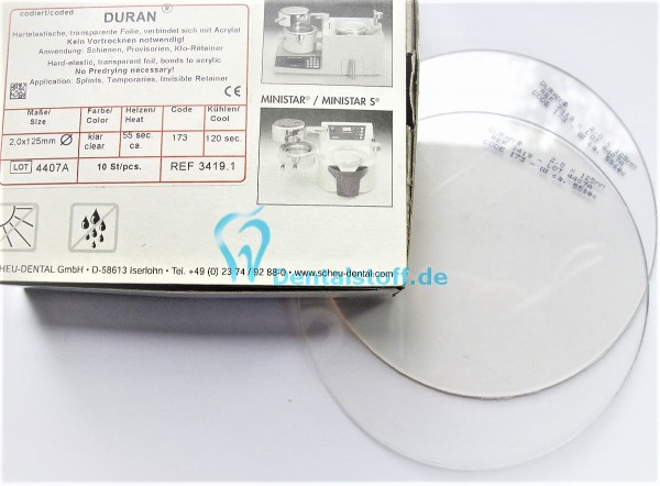 Duran Tiefziehfolie 125mm rund klar - verschiedene Varianten