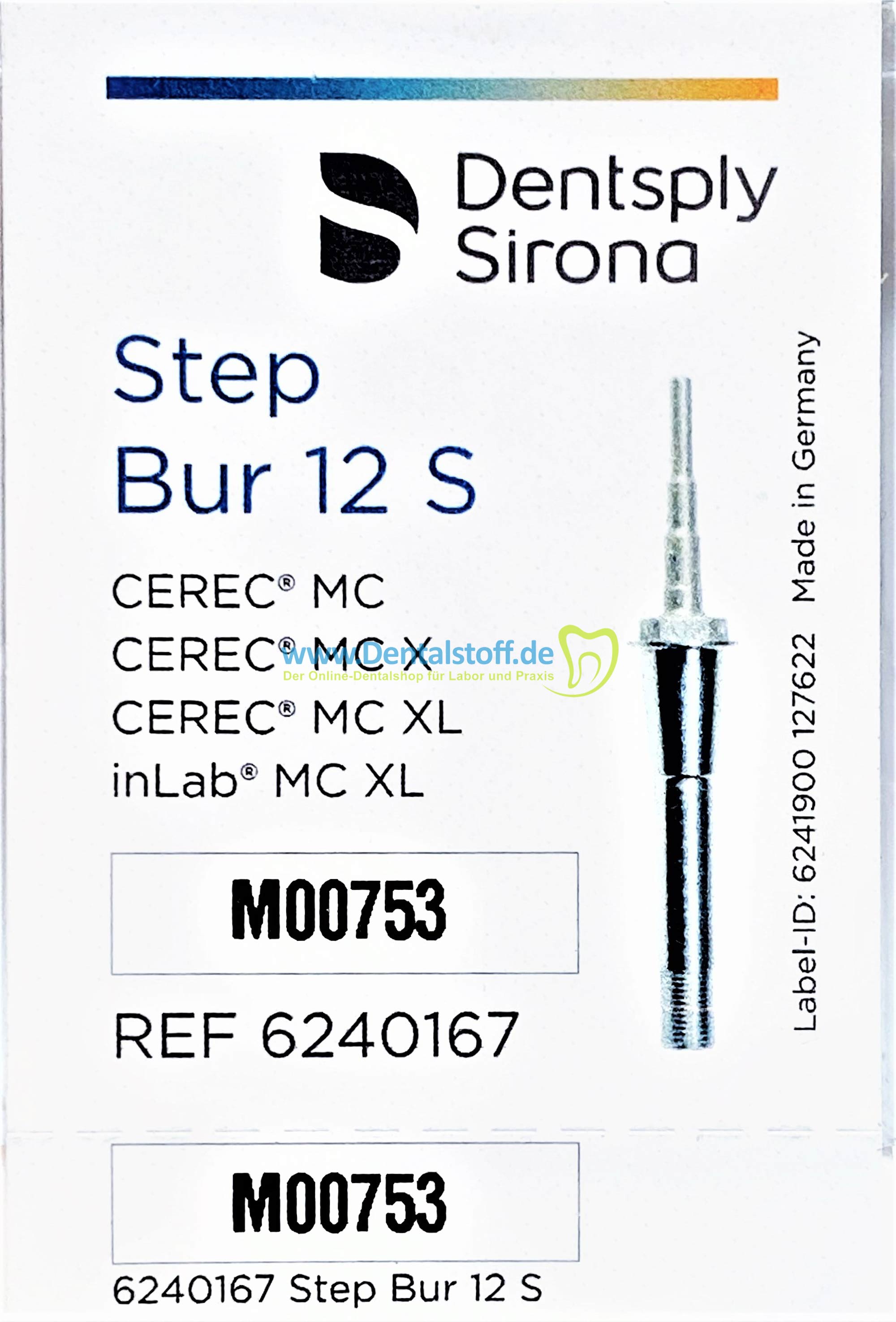 thumbnail image 2 of Dentsply Sirona CEREC MCXL Step Bur #12S - Original Dental Milling Bur 2 of 5