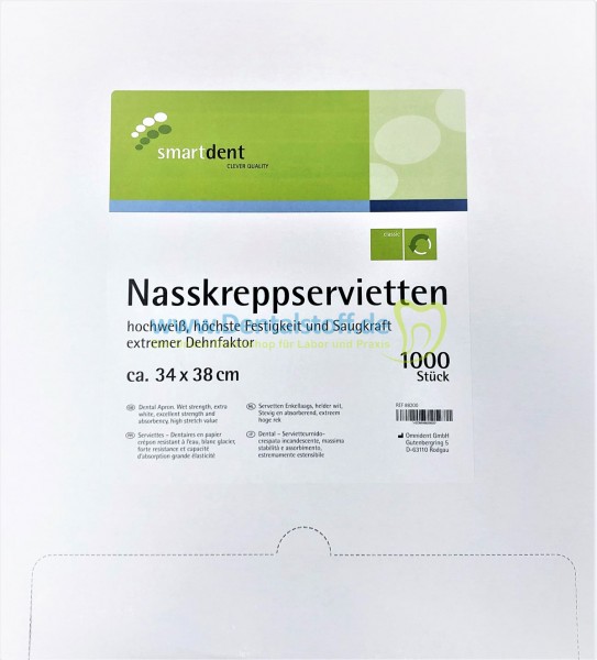 Smartdent Nasskreppservietten 34 x 38cm weiß 88200 - 1000 Stück