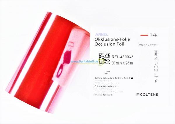 Roeko Hanel Occlusionsprüffolie ES einseitig 12my x 80mm - 25m Rolle