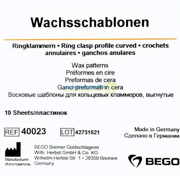 Wachsschablonen Ringklammern RGK grün 40023 - 10 Stück