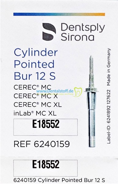 Cerec Inlab MC XL Diamanten Cylinder Pointed Bur 12S 6240159 - 6 Stück
