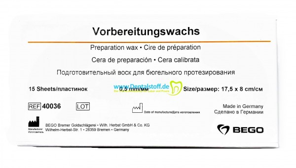 Vorbereitungswachs rot transparent - 15 Platten